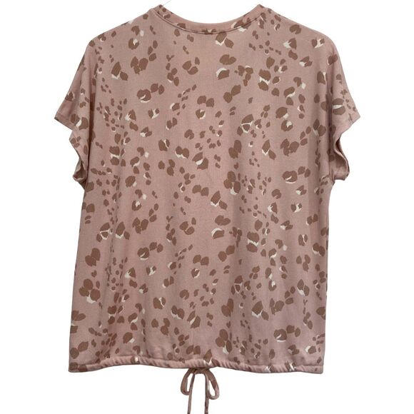 Como Blu Blush Pink Animal Print Top & Pant Lounge Pajama Set Women's Size L - Picture 6 of 13